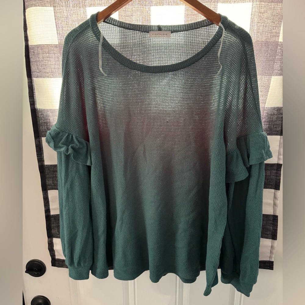 First Love Teal Crew Neck Sweater